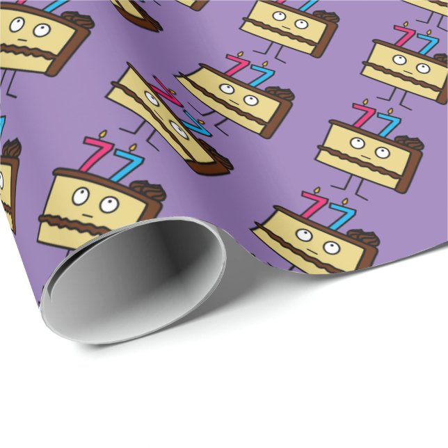 Papel De Presente 77th Bolo de aniversário com velas (Ponta do rolo)