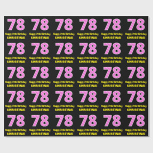 Papel De Presente 78.o aniversário: Listras e Corações Rosa "78"