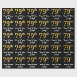 Papel De Presente 79º aniversário: Olhar Dourado Elegante Luxurioso 