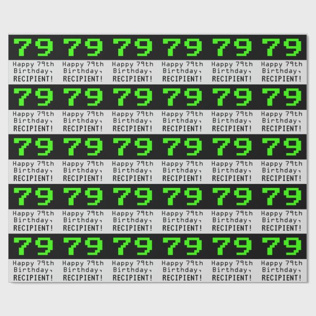 Papel De Presente 79.º aniversário - Estilo Nerdy / Geeky "79" e Nom (Aberto)