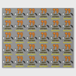 Papel De Presente 79.º aniversário: Tema do Dia das Bruxas assustado