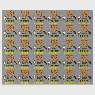 Papel De Presente 79.o aniversário: Tema do Dia das Bruxas, Nome Pe