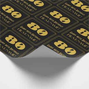 Papel De Presente 80 Birthday - Art Deco Inspirou "80" e nome