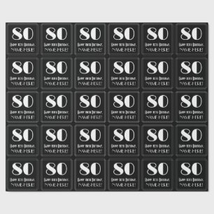 Papel De Presente 80 Birthday - Art Deco Inspirou "80", Nome
