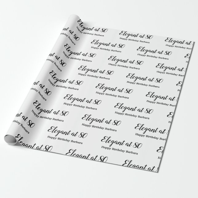 Papel De Presente 80 Birthday Elegant no 80 Personalize (Desenrolado)