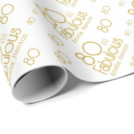Papel De Presente 80 e Fabuloso Moderno Aniversário de 80 anos