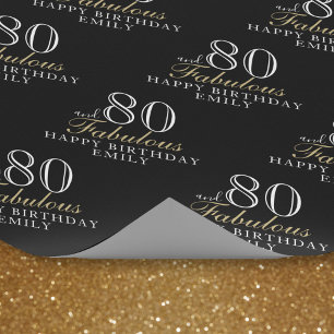 Papel De Presente 80 e Fabulosos Elegante Preto Aniversário de 80 an