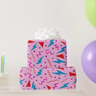 Papel De Presente 80s 90s Estilo Memphis Cor-de-rosa geométrico
