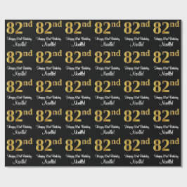 Papel De Presente 82º Aniversário: Elegante Luxurioso Faux Dourado L