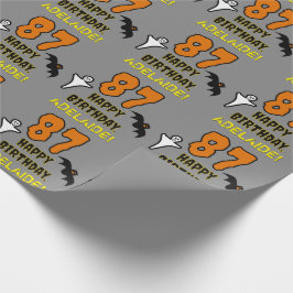 Papel De Presente 87º Aniversário: Tema Assustador de Halloween, Nom