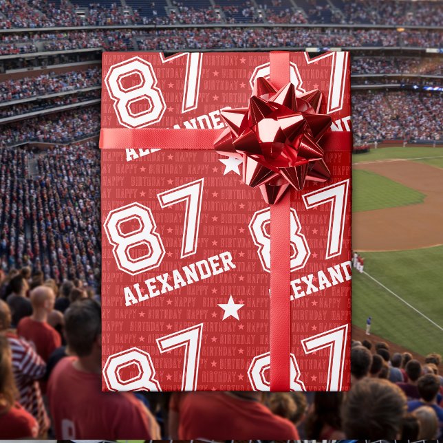 Papel De Presente 87.º Aniversário Tipografia Vermelha (Criador carregado)