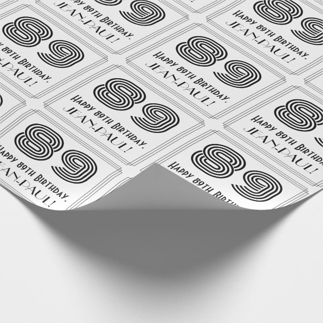 Papel De Presente 89.º aniversário: Art Deco Inspira Estilo "89" + N (Ponta)