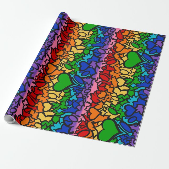 Papel De Presente 8-Sripe Rainbow Pride Squiggle (Desenrolado)