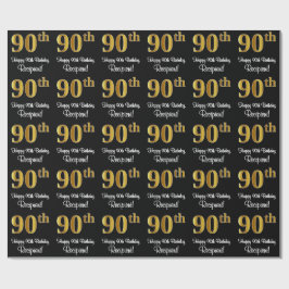 Papel De Presente 90 Aniversário: Elegante Luxurioso Faux Dourado Lo