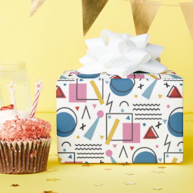 Papel De Presente 90s Formas geométricas (Festa de aniversário)