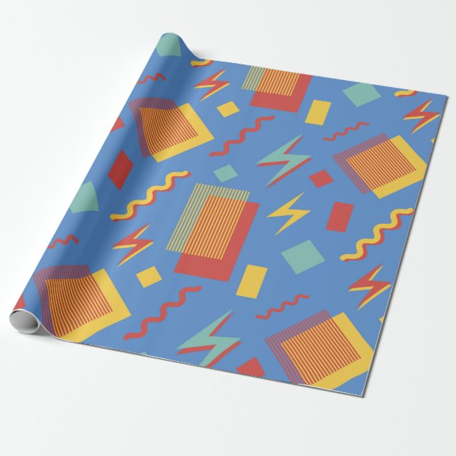 Papel De Presente 90s padrão perfeito. Fundo Memphis. Geometri (Desenrolado)
