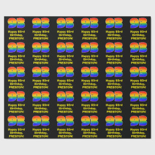 Papel De Presente 93º Aniversário: Divertido e Colorido Arco-Íris In