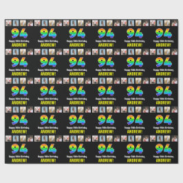 Papel De Presente 94.º aniversário: Rainbow "94"; Fotos e nome perso