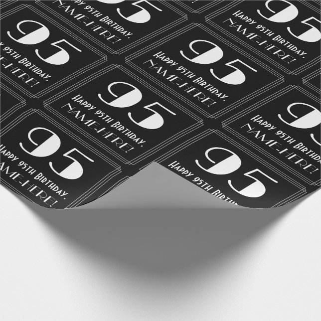 Papel De Presente 95.º aniversário - Art Deco Inspirou "95", Nome (Ponta)