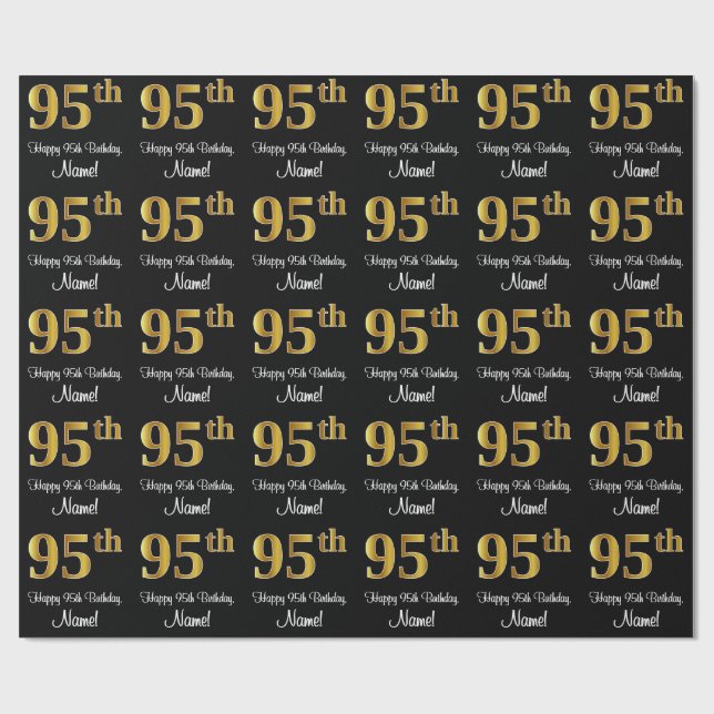 Papel De Presente 95.º aniversário: Elegante Luxurioso Faux Dourado  (Aberto)