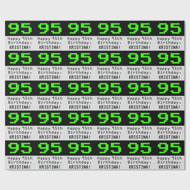 Papel De Presente 95.º aniversário - Estilo Nerdy / Geeky "95" e Nom (Aberto)