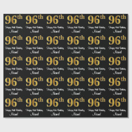 Papel De Presente 96.º aniversário: Olhar Dourado Elegante Luxurioso