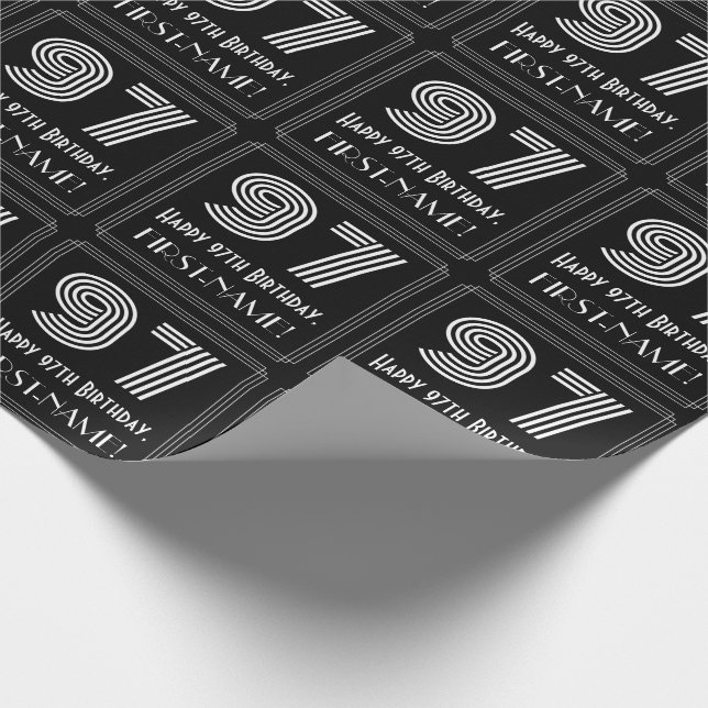 Papel De Presente 97.º aniversário: Art Deco Inspirou "97" com nome (Ponta)