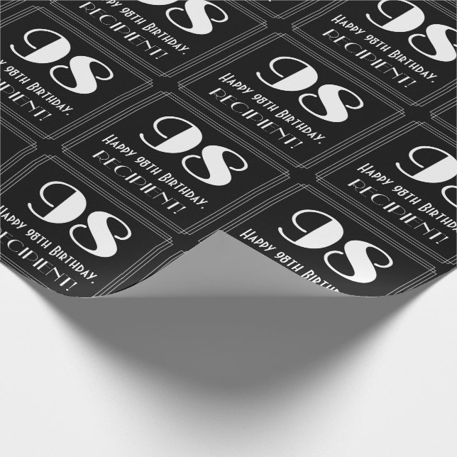 Papel De Presente 98.º aniversário - Art Deco Inspirou "98", Nome (Ponta)