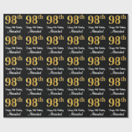 Papel De Presente 98.º aniversário: Olhar Dourado Elegante Luxurioso