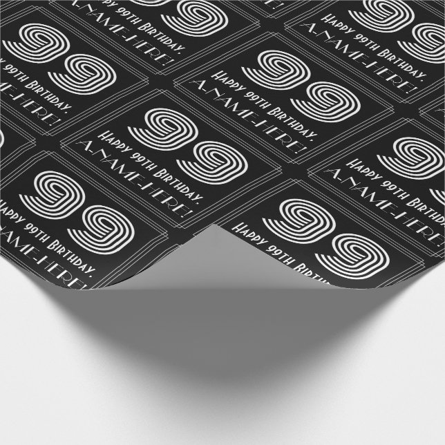 Papel De Presente 99º aniversário: Art Deco Inspirou "99" com nome (Ponta)