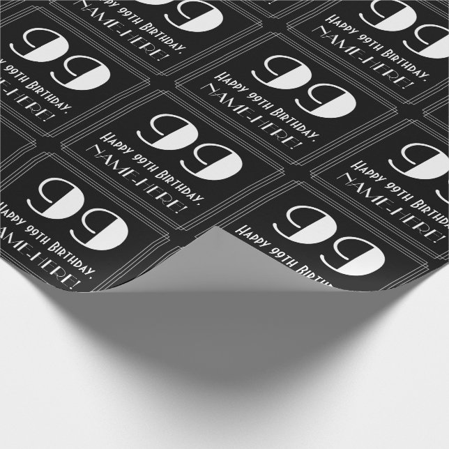 Papel De Presente 99º aniversário - Art Deco Inspirou "99", nome (Ponta)