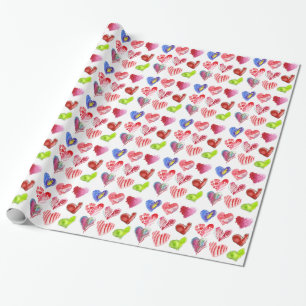 Papel De Presente 9 Designs de Corações de Amor