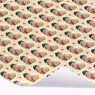 Papel De Presente 9 Foto Cute Amor Coração Padrão Bege Elegante