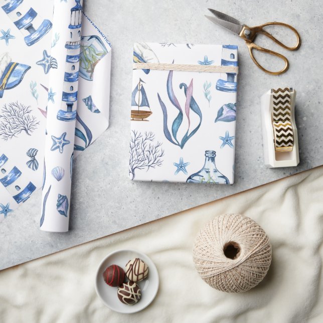 Papel De Presente #9: Papel De Embalagem Náutico Em Haven "Grande Ta (Artesanato)