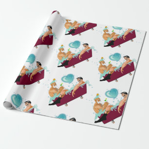 Papel De Presente A artística de SlipperyJoe dois gay homens banhei