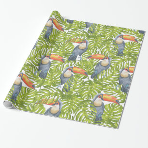 Papel De Presente A árvore do pássaro da selva de Toucan sae do