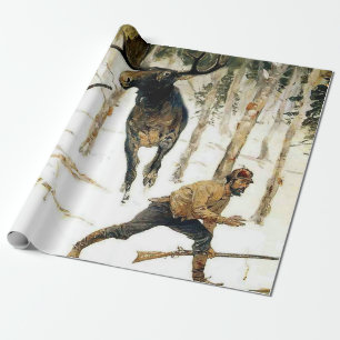 Papel De Presente A Caça ao Alce por Frederic Remington