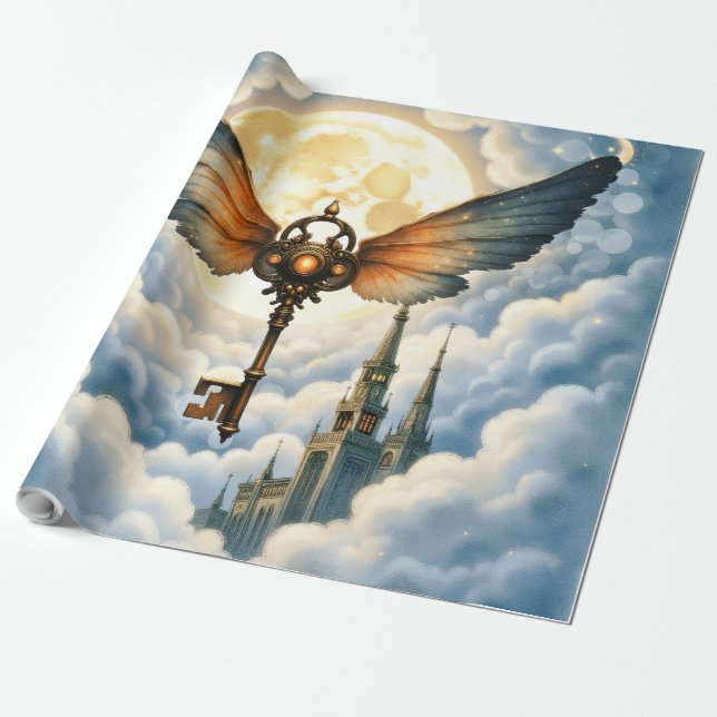 Papel De Presente A Chave da Eternidade – Asas Steampunk (Desenrolado)