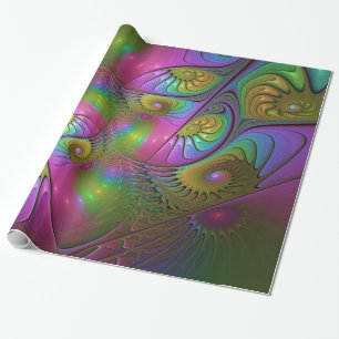 Papel De Presente A Colorida Arte Fractal Abstrata Alucinante Lumino
