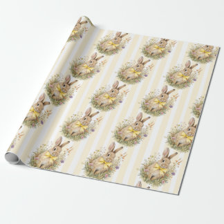Papel De Presente A cute little Floral Bunny Yellow Bow Baby Shower 