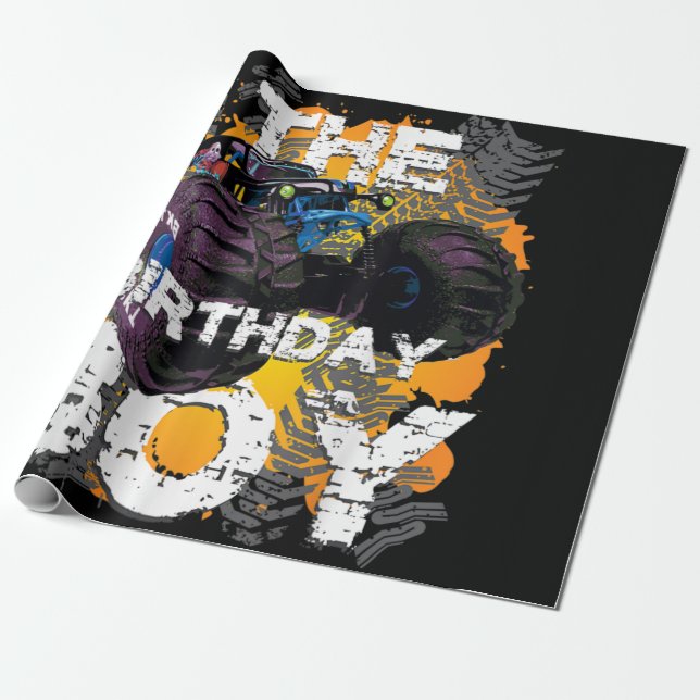 Papel De Presente A Família do Monstro do Aniversário que Combina co (Desenrolado)