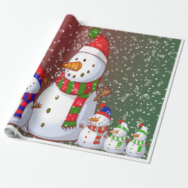 Papel De Presente A Família Snowman -