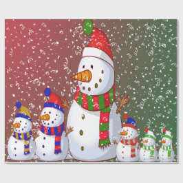 Papel De Presente A Família Snowman -