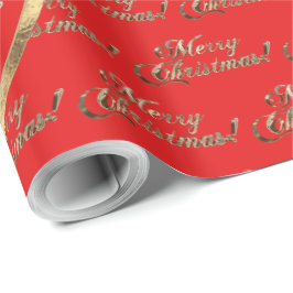Papel De Presente A Família Wang Faux Gold Foil Red Christmas