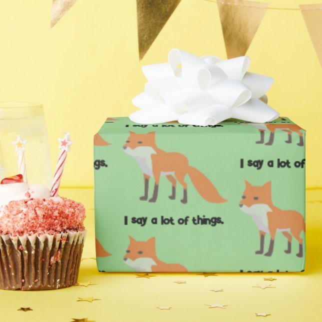 Papel De Presente A Fox Diz... Design de Cartoon Meme Engraçado. (Festa de aniversário)