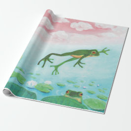 Papel De Presente A Frog Jumps Into The Pond Illustration 