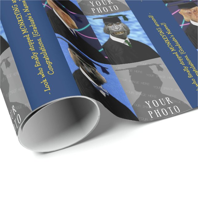 Papel De Presente A graduação engraçada Monkeys parabéns feitos sob (Ponta do rolo)