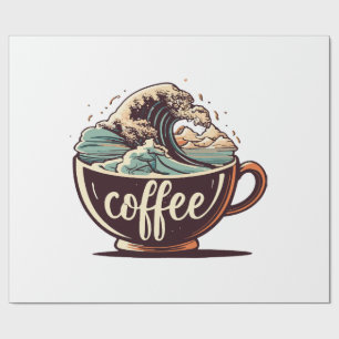Papel De Presente A Grande Onda De Café