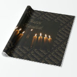 Papel De Presente A lâmpada feliz Menorah de Hanukkah ilumina a vela<br><div class="desc">A lâmpada feliz Menorah de Hanukkah ilumina o festival de Chanukah das velas do papel de papel de embrulho das luzes</div>