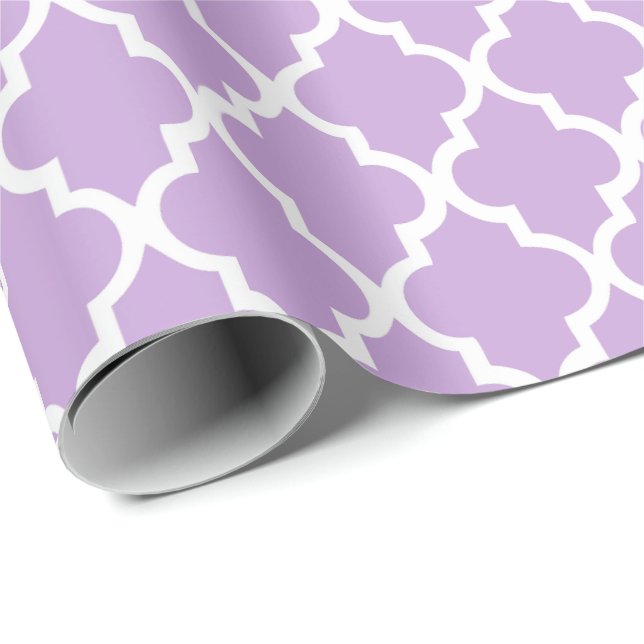 Papel De Presente A lavanda Quatrefoil telha o teste padrão (Ponta do rolo)